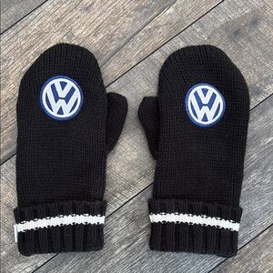 Volkswagen Black Knit Mittens with Logo